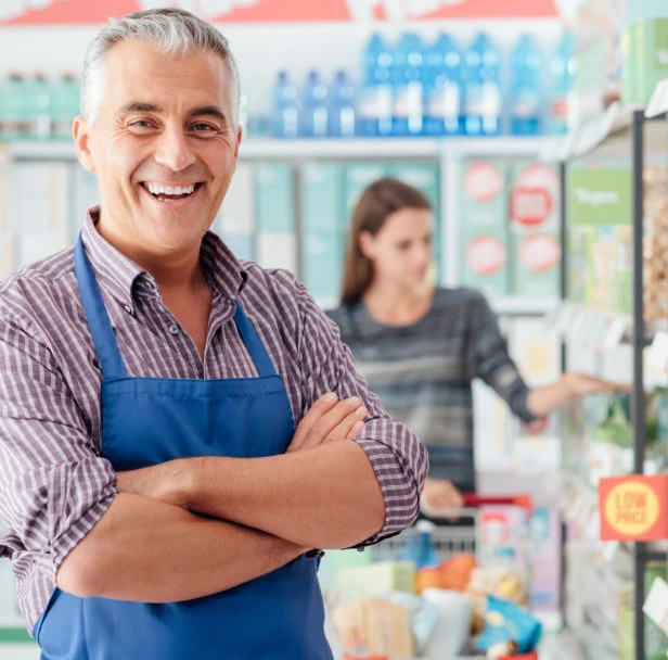 Supermarket clerk portrait